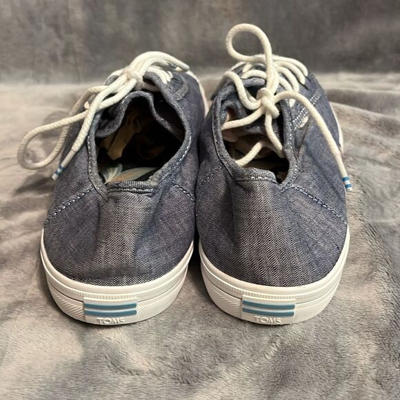 Toms Women's Blue Chambray Lace Up Floral Insole - Picture 4 of 11